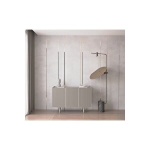 Capella Kum Taşı Rengi Mdf 3 Kapaklı Raflı 120 Lık Konsol