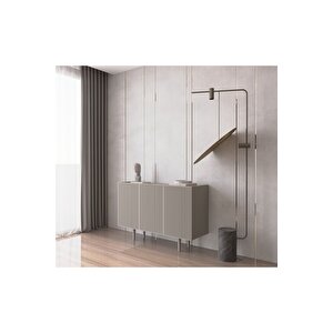 Capella Kum Taşı Rengi Mdf 3 Kapaklı Raflı 120 Lık Konsol