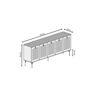 Andromeda Si̇lver Seri̇si̇ 180 Cm 5 Kapaklı Mdf Konsol 180 X 80 X 40 Cm