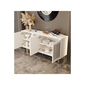 Andromeda Si̇lver Seri̇si̇ 140 Cm 4 Kapaklı Mdf Konsol 140 X 80 X 40 Cm