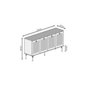 Andromeda Si̇lver Seri̇si̇ 140 Cm 4 Kapaklı Mdf Konsol 140 X 80 X 40 Cm