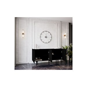 Capella Siyah Mdf 4 Kapaklı Raflı 140 Lık Konsol