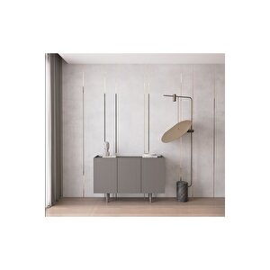 Capella Gri Mdf 3 Kapaklı Raflı 120 Lık Konsol