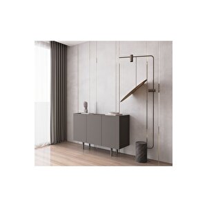 Capella Gri Mdf 3 Kapaklı Raflı 120 Lık Konsol