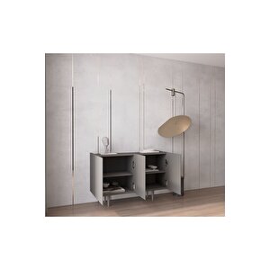Capella Gri Mdf 3 Kapaklı Raflı 120 Lık Konsol