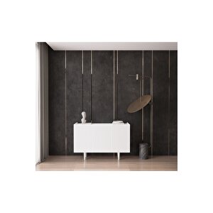 Capella Beyaz Mdf 3 Kapaklı Raflı 120 Lık Konsol
