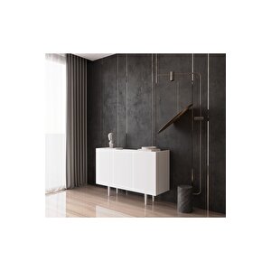 Capella Beyaz Mdf 3 Kapaklı Raflı 120 Lık Konsol