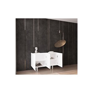 Capella Beyaz Mdf 3 Kapaklı Raflı 120 Lık Konsol