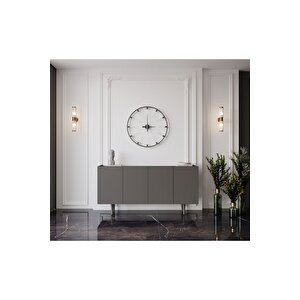 Capella Gri Mdf 4 Kapaklı Raflı 140 Lık Konsol