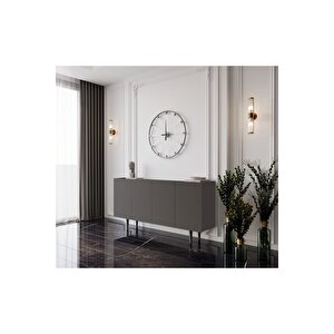 Capella Gri Mdf 4 Kapaklı Raflı 140 Lık Konsol