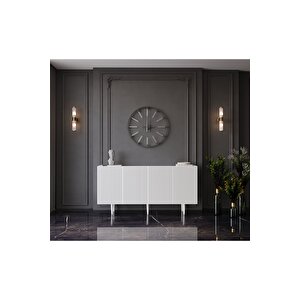 Capella Beyaz Mdf 4 Kapaklı Raflı 140 Lık Konsol
