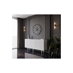 Capella Beyaz Mdf 4 Kapaklı Raflı 140 Lık Konsol