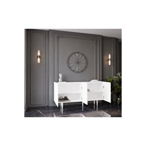 Capella Beyaz Mdf 4 Kapaklı Raflı 140 Lık Konsol