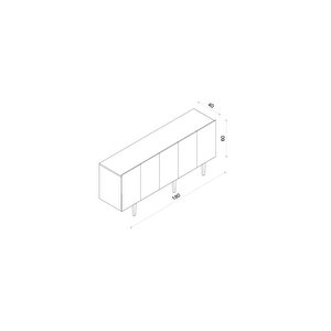 Capella Gri Mdf 5 Kapaklı Raflı 180 Lik Konsol
