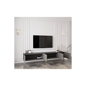 Capella Gri Mdf Country 5 Kapaklı Duvara Monte 200 Cm Tv Ünitesi