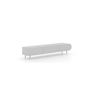 Regulus Beyaz Mdf 3 Kapaklı Ahşap Ayaklı 180 Cm Modern Tv Ünitesi