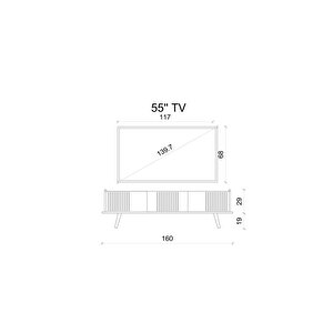Spi̇ca Safi̇r Meşe Rengi̇ Mdf 3 Kapakli Ahşap Ayakli 160 Cm Tv Üni̇tesi̇