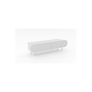 Regulus Beyaz Mdf 2 Kapaklı Ahşap Ayaklı 140 Cm Modern Tv Ünitesi