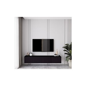 Capella Siyah Country Mdf 4 Kapaklı Duvara Monte 180 Cm Tv Ünitesi