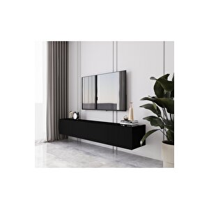Capella Siyah Country Mdf 4 Kapaklı Duvara Monte 180 Cm Tv Ünitesi