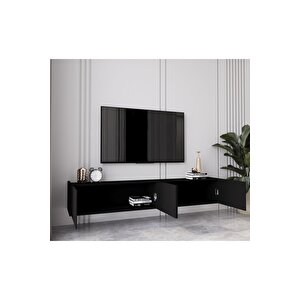 Capella Siyah Country Mdf 4 Kapaklı Duvara Monte 180 Cm Tv Ünitesi