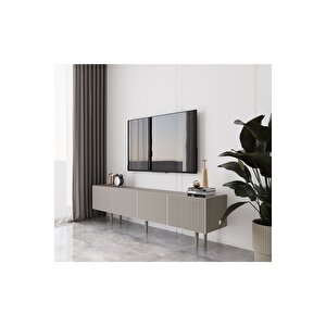 Capella Kumtaşı Rengi Mdf 4 Kapaklı Ahşap Ayaklı 160 Cm Tv Ünitesi