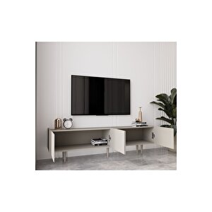 Capella Kumtaşı Rengi Mdf 4 Kapaklı Ahşap Ayaklı 160 Cm Tv Ünitesi