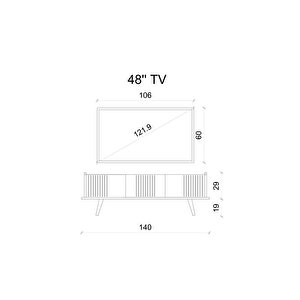 Spi̇ca Safi̇r Meşe Rengi̇ Mdf 3 Kapakli Ahşap Ayakli 140 Cm Tv Üni̇tesi̇