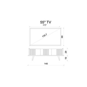 Spi̇ca Safi̇r Meşe Rengi̇ Mdf 3 Kapakli Ahşap Ayakli 140 Cm Tv Üni̇tesi̇
