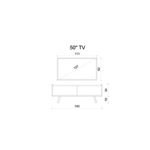 Ri̇gel Gri̇ Mdf 2 Kapakli (düşme Kapak) Ahşap Ayakli 140 Cm Country Tv Üni̇tesi̇