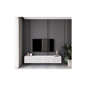 Capella Beyaz Country Mdf 4 Kapaklı Duvara Monte 160 Cm Tv Ünitesi