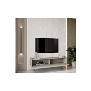 Ri̇gel Kum Taşi Rengi̇ Mdf 2 Kapakli (düşme Kapak) Ahşap Ayakli 160 Cm Country Tv Üni̇tesi̇