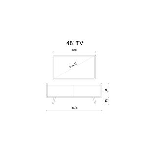Ri̇gel Country Si̇yah Mdf 2 Kapakli (düşme Kapak) Ahşap Ayakli 140 Cm Tv Üni̇tesi̇