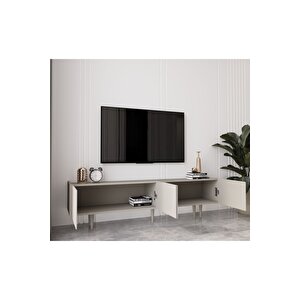 Capella Kumtaşı Rengi Mdf 4 Kapaklı Ahşap Ayaklı 180 Cm Tv Ünitesi