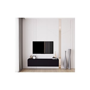 Capella Siyah Country Mdf 3 Kapaklı Duvara Monte 140 Cm Tv Ünitesi