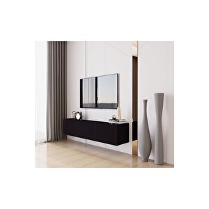Capella Siyah Country Mdf 3 Kapaklı Duvara Monte 140 Cm Tv Ünitesi