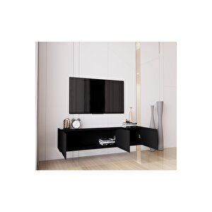 Capella Siyah Country Mdf 3 Kapaklı Duvara Monte 140 Cm Tv Ünitesi