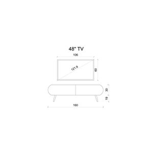 Regulus Beyaz Mdf 2 Kapaklı Ahşap Ayaklı 160 Cm Modern Tv Ünitesi