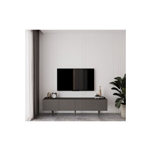 Capella Gri Mdf Country 4 Kapaklı Ahşap Ayaklı 160 Cm Tv Ünitesi