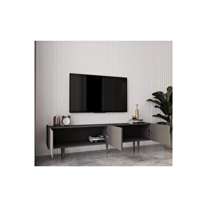 Capella Gri Mdf Country 4 Kapaklı Ahşap Ayaklı 160 Cm Tv Ünitesi