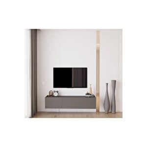 Capella Gri Mdf Country 3 Kapaklı Duvara Monte 140 Cm Tv Ünitesi
