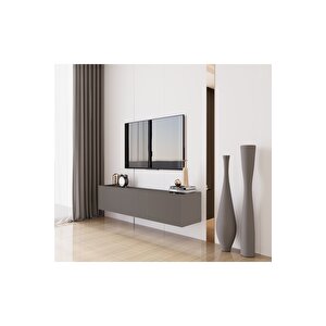 Capella Gri Mdf Country 3 Kapaklı Duvara Monte 140 Cm Tv Ünitesi