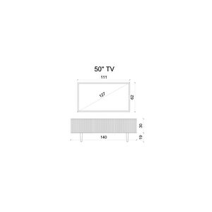Capella Gri Mdf Country 3 Kapaklı Duvara Monte 140 Cm Tv Ünitesi