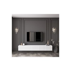 Capella Country Beyaz Mdf 5 Kapaklı Duvara Monte 200 Cm Tv Ünitesi