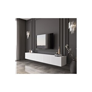 Capella Country Beyaz Mdf 5 Kapaklı Duvara Monte 200 Cm Tv Ünitesi