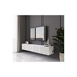 Capella Beyaz Country Mdf 4 Kapaklı Duvara Monte 180 Cm Tv Ünitesi