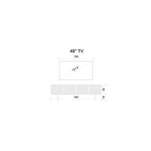 Capella Beyaz Country Mdf 4 Kapaklı Ahşap Ayaklı 160 Cm Tv Ünitesi