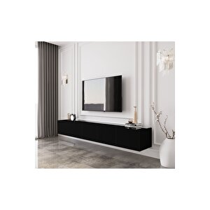 Capella Country Siyah Mdf 5 Kapaklı Duvara Monte 200 Cm Tv Ünitesi