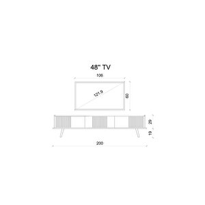 Spi̇ca Safi̇r Meşe Rengi̇ Mdf 3 Kapakli Ahşap Ayakli 200 Cm Tv Üni̇tesi̇