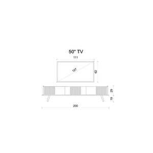 Spi̇ca Safi̇r Meşe Rengi̇ Mdf 3 Kapakli Ahşap Ayakli 200 Cm Tv Üni̇tesi̇